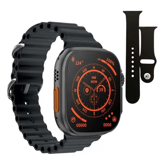 Reloj Smartwatch Watch Ultra 2 Negro Con Carga Inalámbrica ©