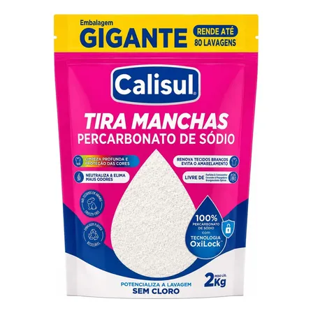 Percarbonato De Sódio Calisul 2kg Tira manchas Roupas Brancas e Coloridas Tamanho Familia