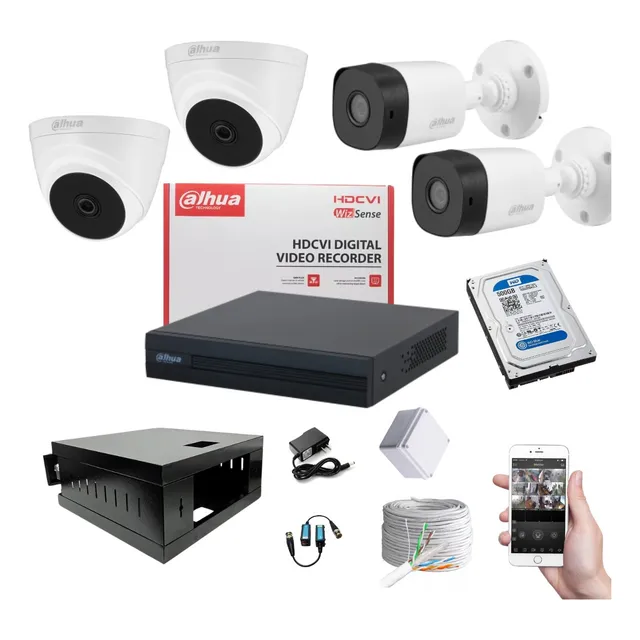 Kit Dahua Camara+dvr+discoduro+caja+balum+fuente