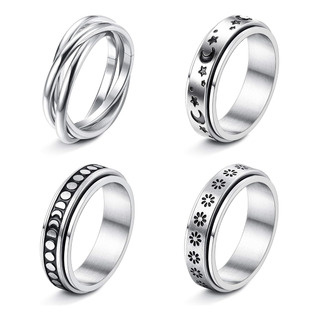Funrun Jewelry Anillo De Ansiedad Fidget De Acero Inox... Funrun Jewelry Anillo De Ansiedad Fidget De Acero Inox...