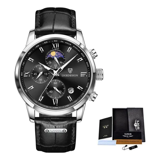 Reloj De Cuarzo Analógico Negro Impermeable Para Hombre Life Casual