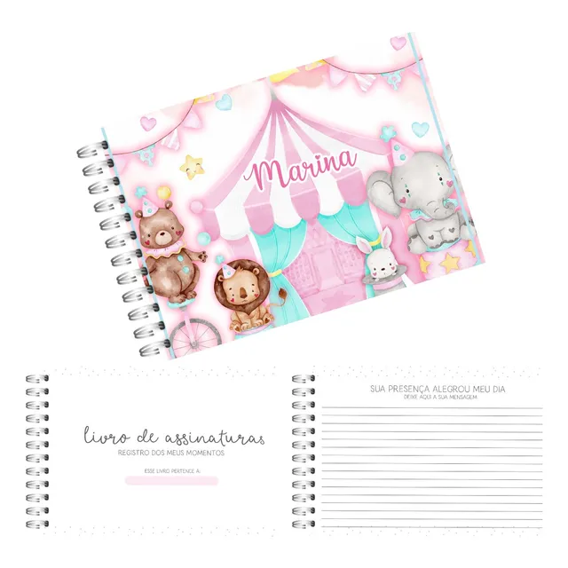 Caderno Livro De Assinaturas E Mensagens Para Bebê Temas