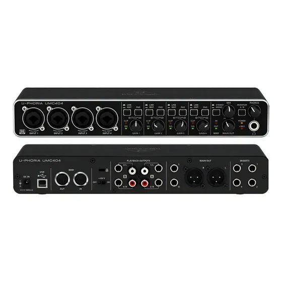 Placa de áudio Behringer UMC404HD Interface de 4 canais, tensão 127v, cor preta