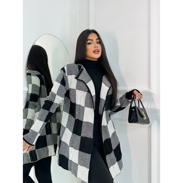 Kimono Xadrez Tricot Feminino Sobretudo Grosso Inverno Kimono Xadrez Tricot Feminino Sobretudo Grosso Inverno