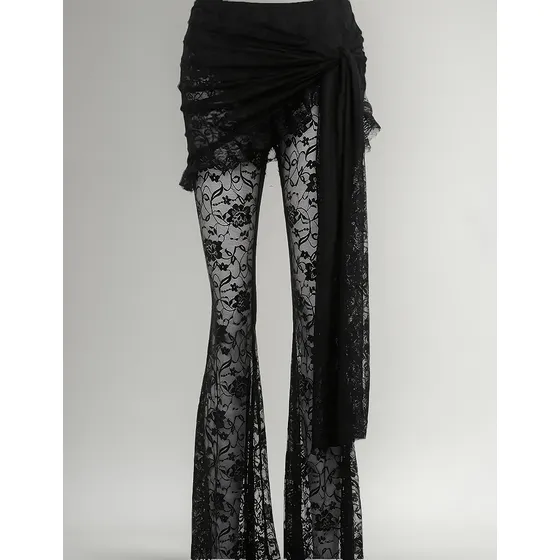 Divinos Pantalones Goth Blonda Encaje Bota Campana Trendy