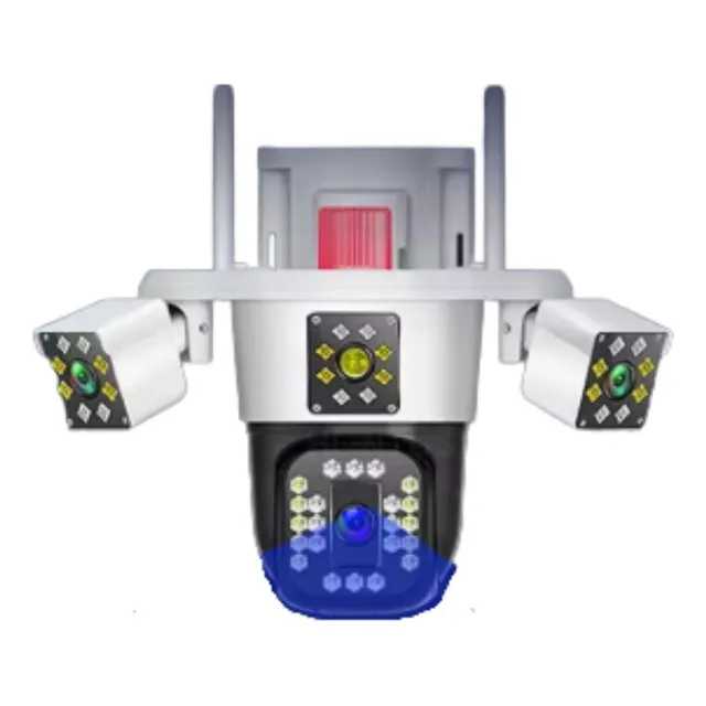 Cámara De Seguridad De 3 Lentes Wifi Sirena Visión Nocturna