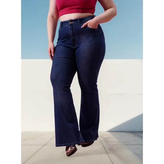 Pantalon Jean Oxford Azul Localizado Circe Xl Talles Grandes