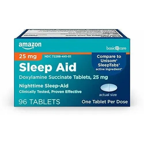 Basic Care Sleep Aid, Tabletas De Succinato De Doxilamina, 2