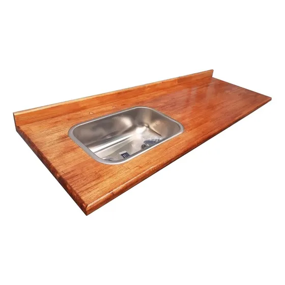 Mesada 140x60 Madera Eucalipto Laqueada Bacha Simple Johnson