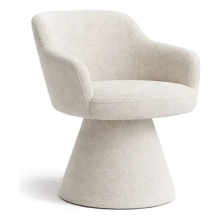 Cadeira De Jantar Jade Base Cone Bouclé Off White