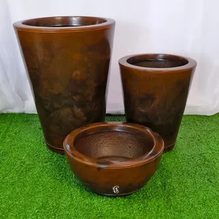Jogo 3 Vasos Marmorizado Luxo P/ Planta Jardim Decor C/prato Jogo 3 Vasos Marmorizado Luxo P/ Planta Jardim Decor C/prato