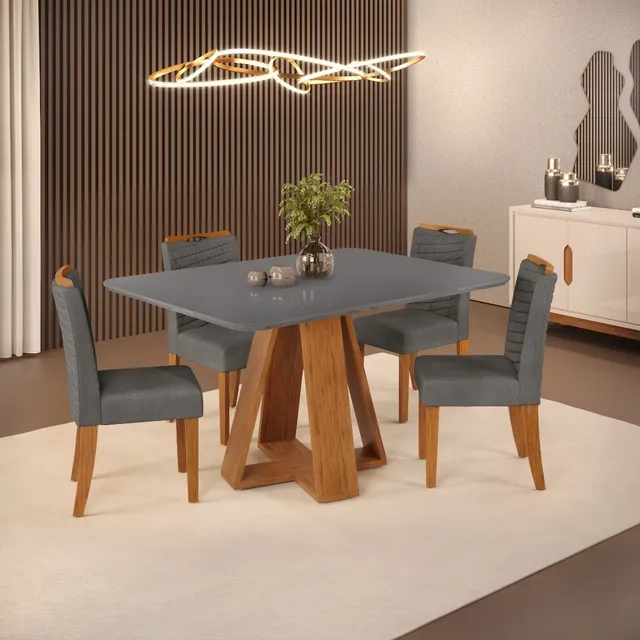 Juego De Comedor 4 Sillas Tapizadas Mesa Tapa De Vidrio
