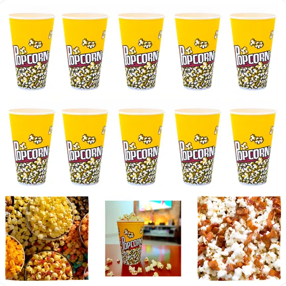 Kit 10 Baldes Pipoca Pote Resistente Combo Cinema Netflix