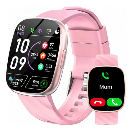 Relógio Inteligente Infantil Bluetooth Chamada Ip68 Cardíaco Rosa Milanês