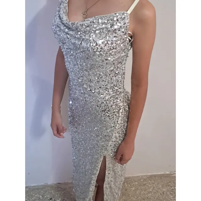 Vestido De Fiesta Gris (lentejuelas)