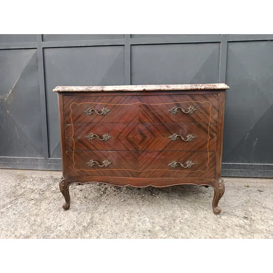 Cómoda Antigua Madera Con Cubierta Mármol Caoba