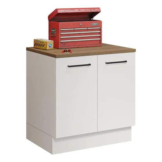 Gabinete Bajo Almacenamiento Garaje Madesa Con Encimera Color Blanco/Marrón