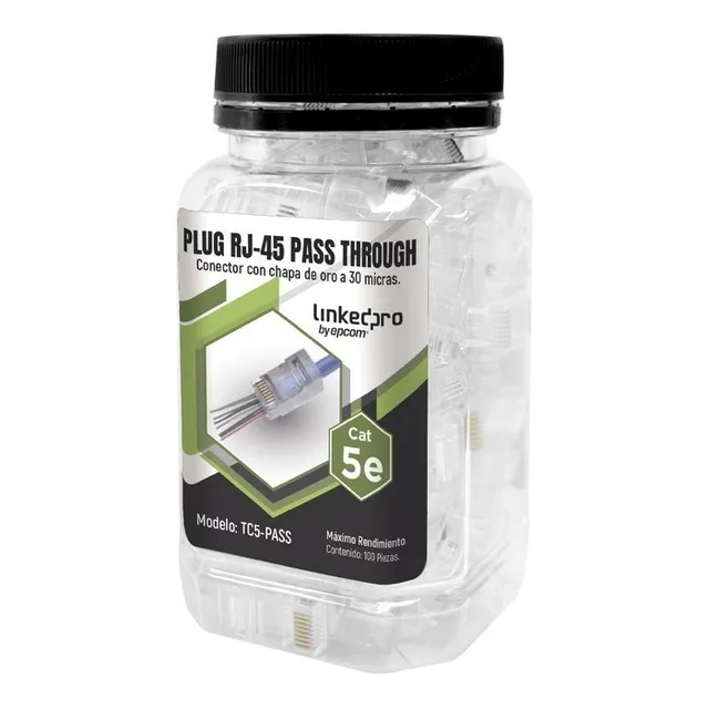 Bote Con 100 Plugs Rj45 Cat5e Sin Blindaje 30 Micras