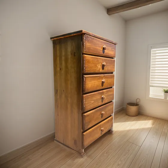 Cajonera 6 Cajones Madera Maciza Dormitorio Lustradas