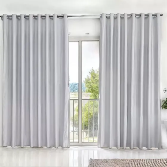 Cortina 4x3 Blackout Liso Para Sala E Quarto Varão Simples