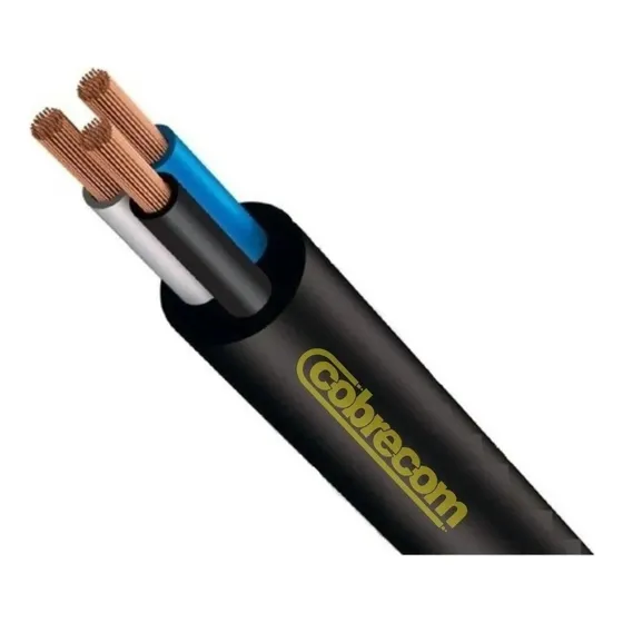 Cabo Pp 03vias Cobre 3x 10mm Rolo Com 30metros (cobrecom) Cobertura Preto