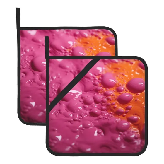 2 Agarradera Para Olla Estampado Agua Color Caliente 8