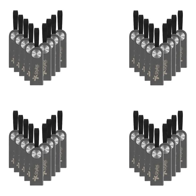Kit 40 Memorias Usb Stylos 16gb Metalica Correa Stmus316b Color Plateado Liso