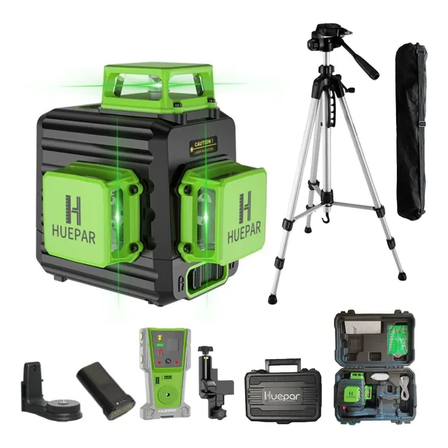 Combo Nível A Laser 12 Linhas Huepar + Detector + Tripe 1,60