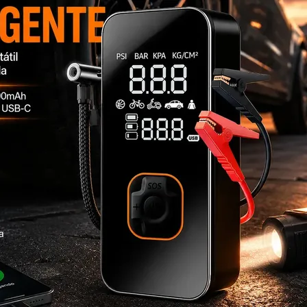 Compressor De Ar Leves Air Pump Auxiliar De Partida Veículos E Powerbank Compacto 18000 Rpm Para Pneus De Portátil