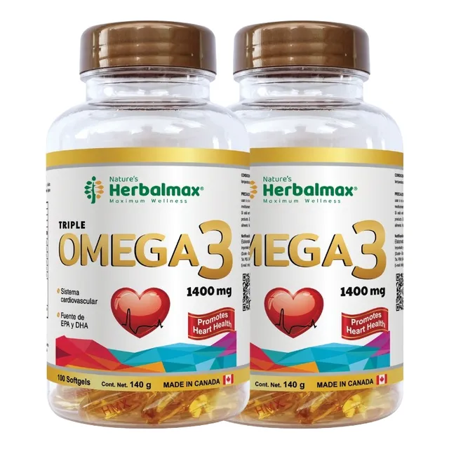 Omega 3 Fish Oil 1400mg 100 Softgels Promo 2 Frascos