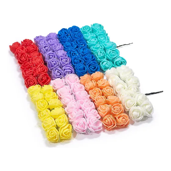 Flores Artificiales De Goma Eva Con Tul 2 Cm Con Cabo X144u