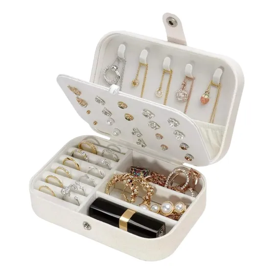 Alhajero Organizador Joyas Estuche Joyero Anillos Bijouterie Color Blanco