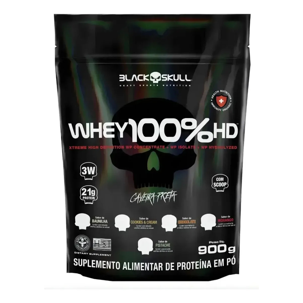 Whey 100% Hd Refil Black Skull - 900g (wpc, Wpi E Wph) Sabor Baunilha Whey 100% Hd Refil Black Skull - 900g (wpc, Wpi E Wph) Sabor Baunilha