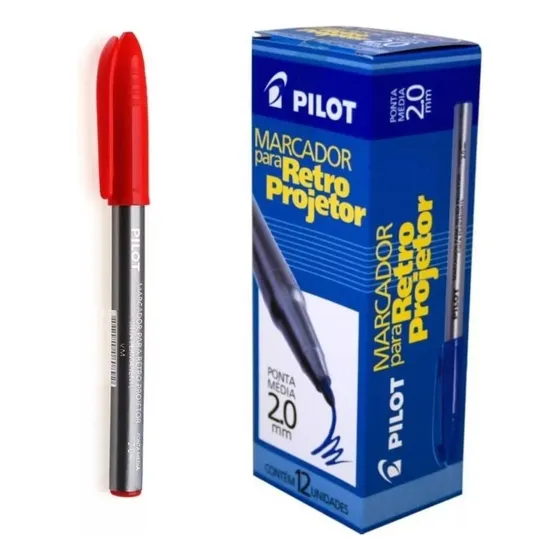 12 Unidades Marcador Retroprojetor 2.0mm Vermelho -  Pilot