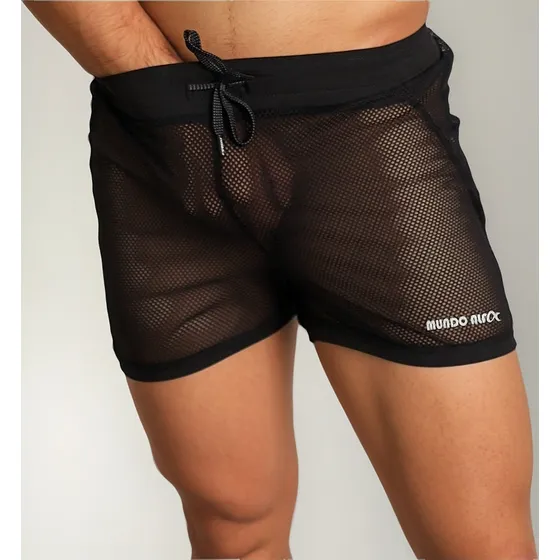 Short De Baño En Tela Malla, Pantaloneta Bañador Transparenc