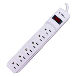 Multicontacto 6 Entradas Apagador Iluminado 14awg Color Blanco Multicontacto 6 Entradas Apagador Iluminado 14awg Color Blanco
