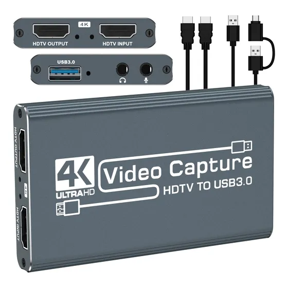 Placa De Captura De Vídeo Hdmi 4k Full Hd Usb 3.0 Com Áudio