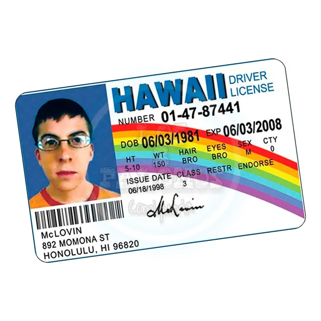Credencial Superbad Licencia De Conducir Mclovin Supercool 