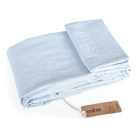 Funda Nórdica Lino Algodón Percal 165grs P/acolchado 200x220 Color Celeste