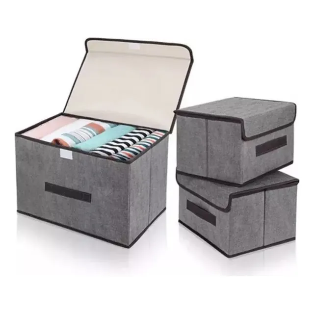 Organizador De Ropa Caja Almacenamiento Con Tapa Plegable X3