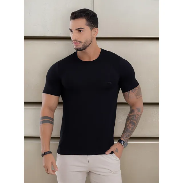 Camiseta Masculina Básica Com Elastano