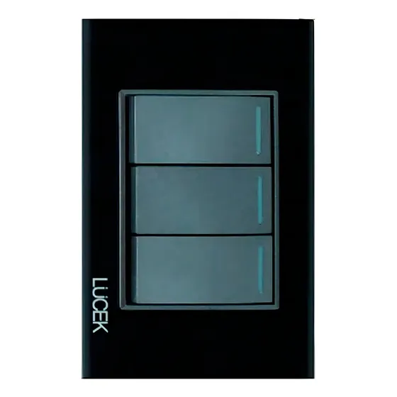 5 Pz Placa Cristal Con 3 Interruptores Sencillos Bp03 Color Cristal Anonizado Negro
