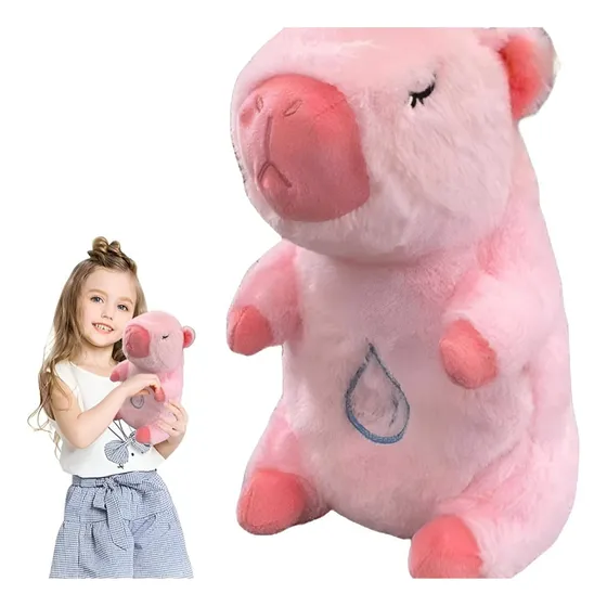 Peluche Capibara Que Respira Calma Ansiedad Para Dormir Color Rosa