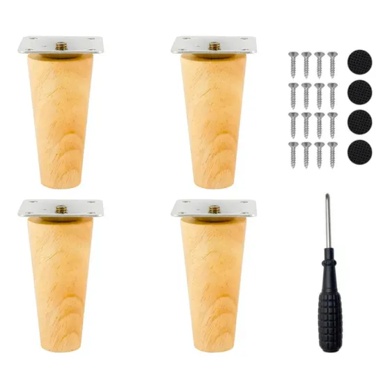 Pack 4 Pata De Madera Maciza Para Mueble 15cm