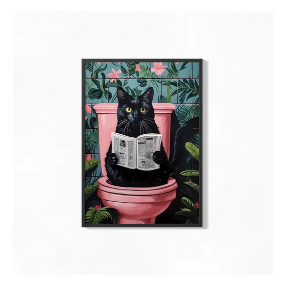 Cuadro Poster 20x30 Gato En El Baño