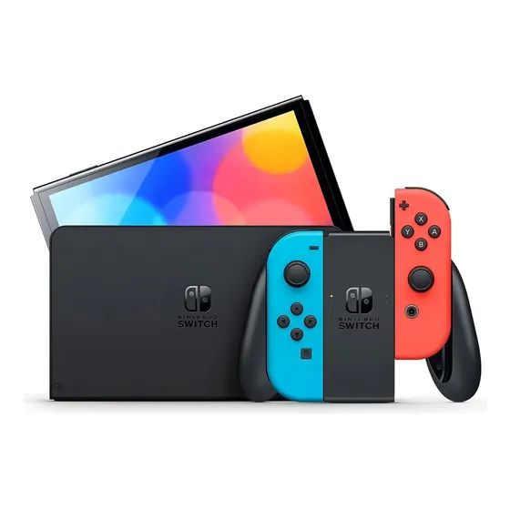 Nintendo Switch OLED 64GB - Controle Azul e vermelho neon
