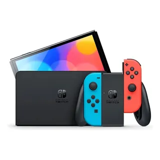 Nintendo Switch Oled 64gb - Controle Azul E Vermelho Neon Nintendo Switch Oled 64gb - Controle Azul E Vermelho Neon