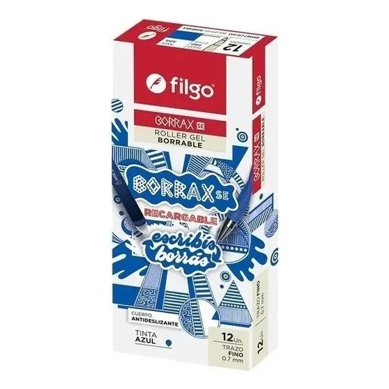 Roller Boligrafo Borrable Filgo Borrax Se Caja X 12 Azul