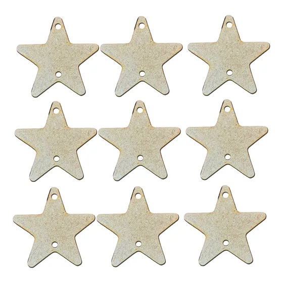 Estrella 5cm Mdf Con Dos Agujeritos Manualidades X30 Uni