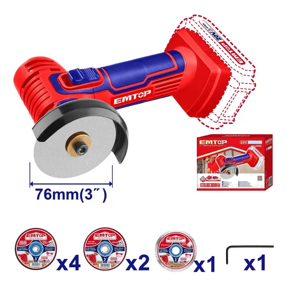 Esmeril Cortador Mini Inalámbrico 3  20v +discos Corte Emtop